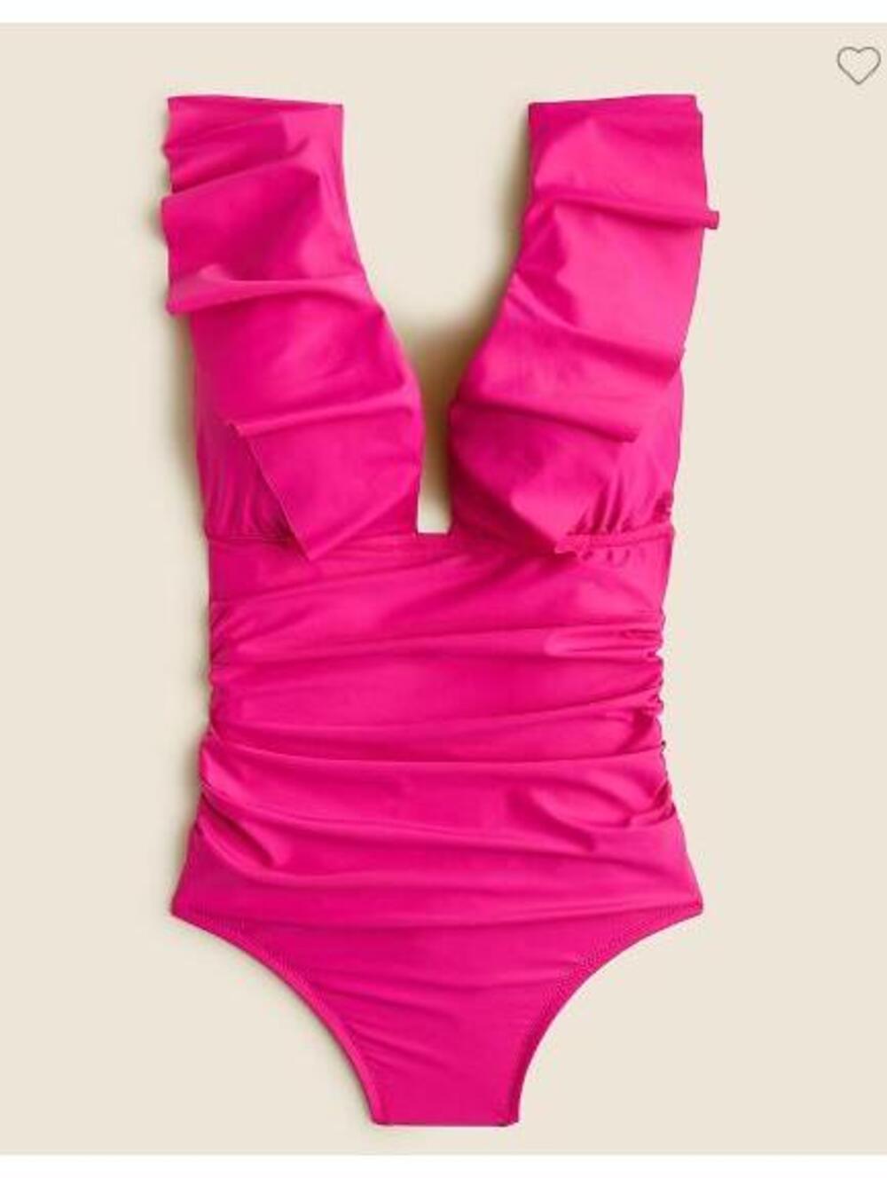 J.Crew Ruched Ruffle One-Piece Swimsuit Removable Pads Fuschia BP222 NWT Size 20